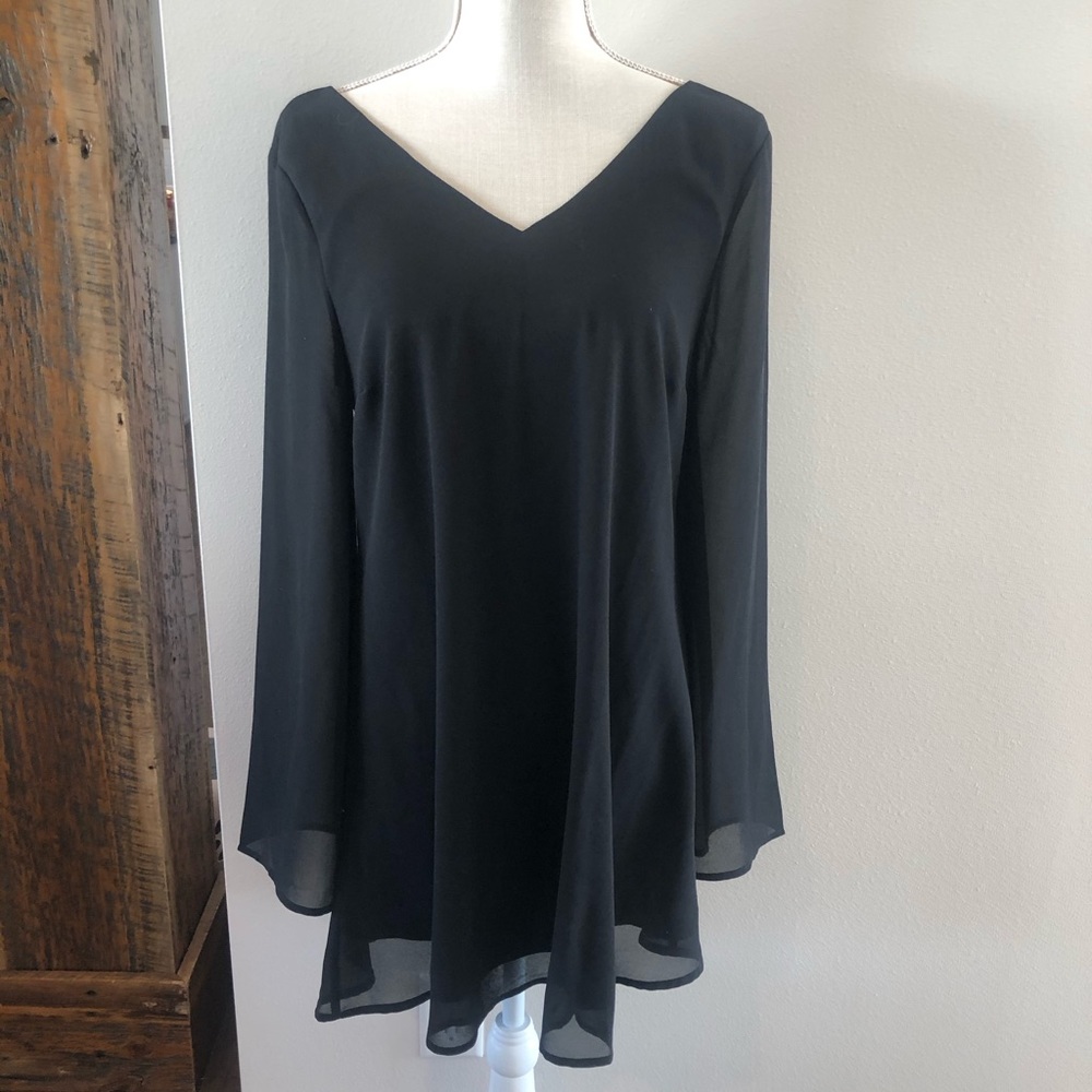 LoveRiche Black Bell Sleeve dress with detail back